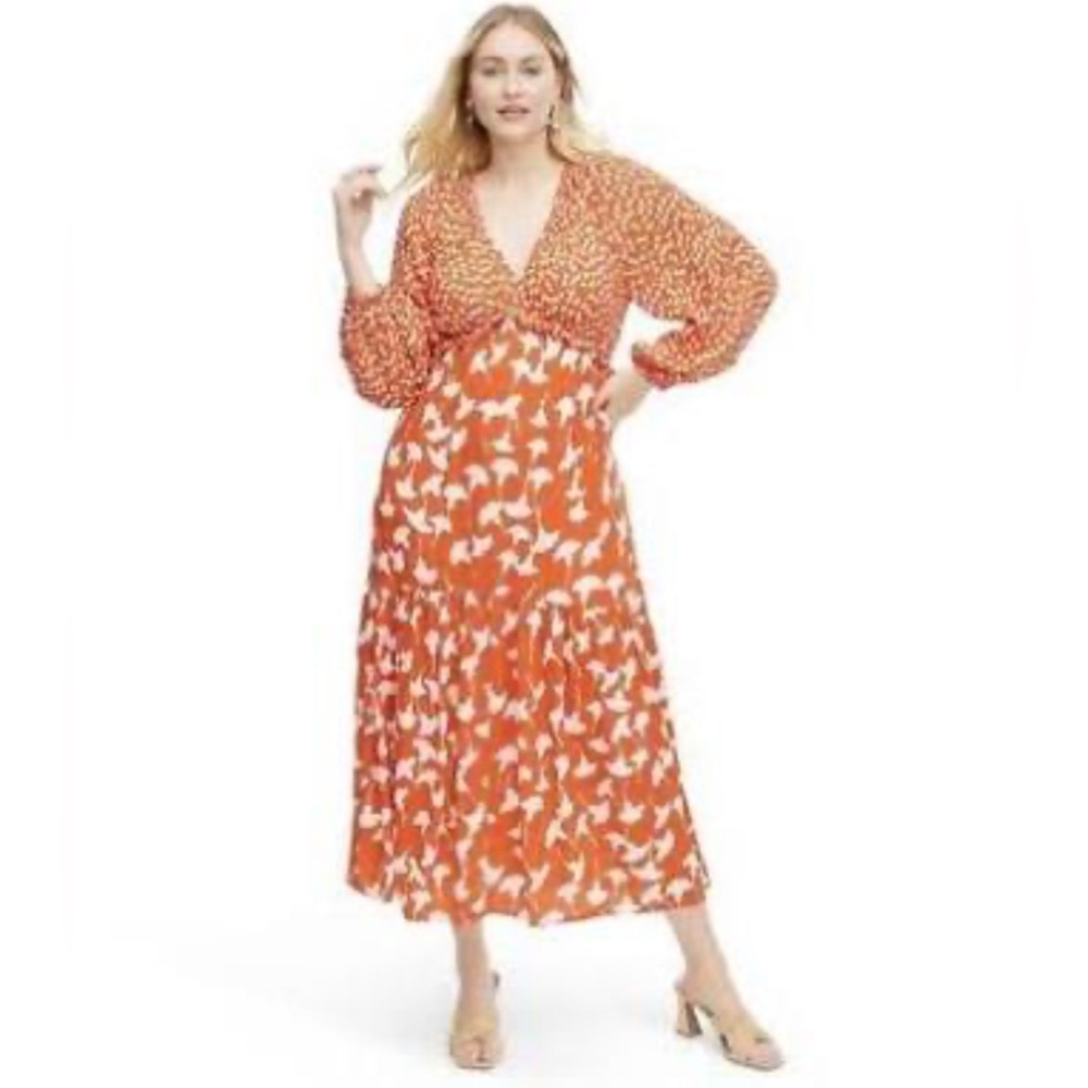DVF Orange and White Floral Dress